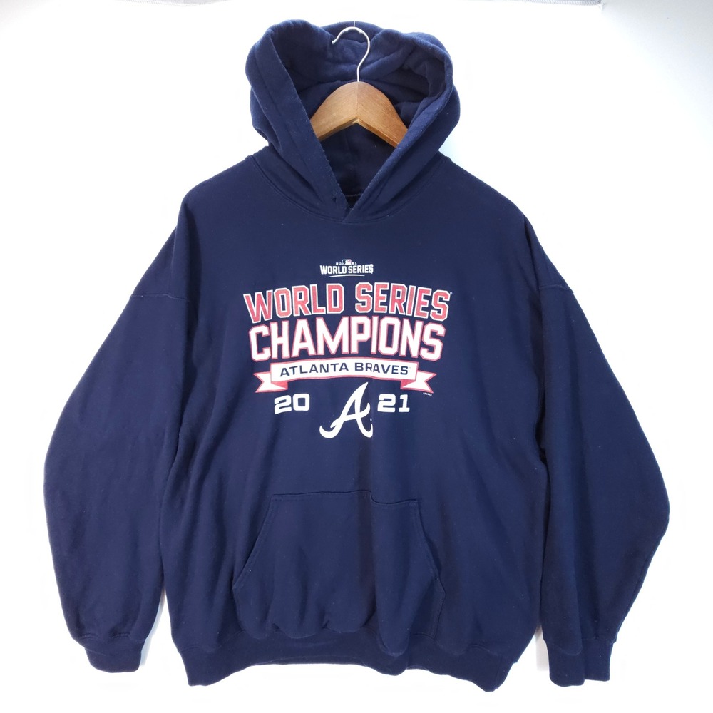 MLB Atlanta Braves Mens XL Navy Blue 2021 World Series Champions Hoodie